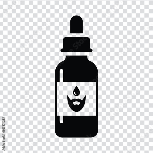 Black silhouette of a beard oil bottle with a dropper lid