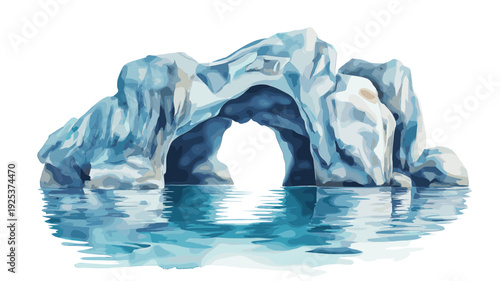 Marble Caves - Capillas de Marmol. Marble Caves - Capillas de Marmol hand drawn watercolor illustration