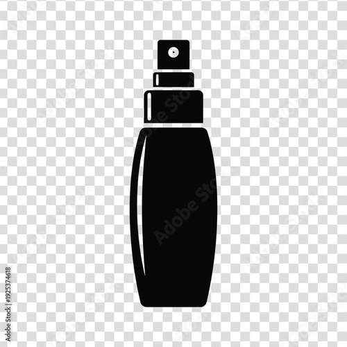 Black silhouette of a perfume bottle with spray nozzle