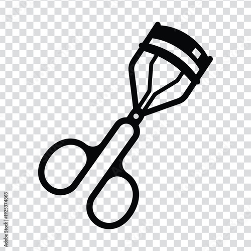 Black silhouette of eyelash curler and mascara tube