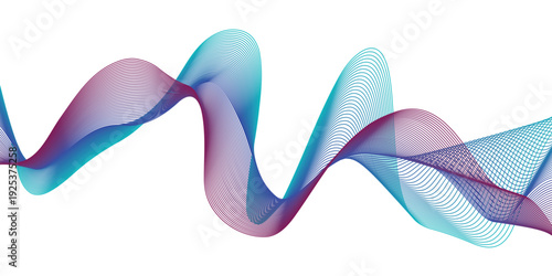 Abstract horizontal glowing blue  pink and purple line wave background