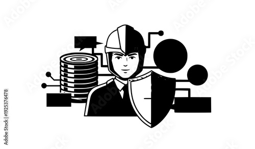 Cybersecurity Guard Protecting Personal Data Vector Concept
