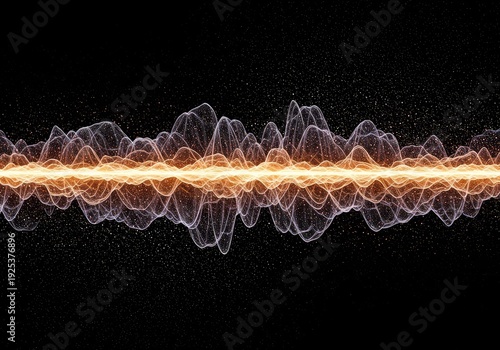 Digital visualization of powerful harmonic energy fields creating complex, interconnected wave patterns, symbolizing vibration and frequency ,matrix ,light ,motion