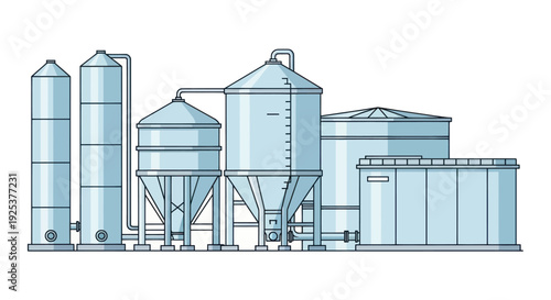 Industrial Silos and Storage Tanks for Agricultural and Chemical Processing.
