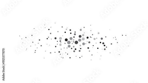 Dark Dot Dispersion. Scattered random black dots. Bold grey spots dispersing overlay template. Dark points dispersion. Vector illustration.
