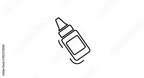 Eye Drop Bottle Icon, Medical Liquid Container, Simple Line Art Illustration
