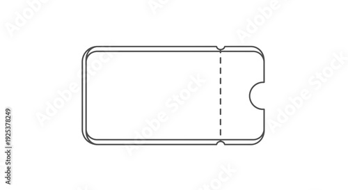 Blank Ticket Stub Icon Vector Illustration, Isolated on White Background