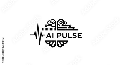 AI Pulse Logo: Modern Artificial Intelligence Brain and Heartbeat Design