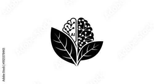 AI Brain with Leaves Logo: Integrating Artificial Intelligence with Nature and Sustainable Growth