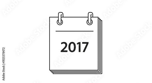 Calendar Page with 2017 Year - Simple Line Art Illustration