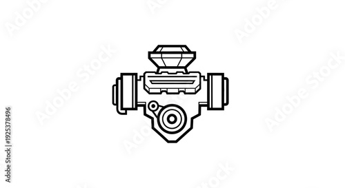 Automotive Engine Part Vector Icon. Car Component Line Art Illustration.