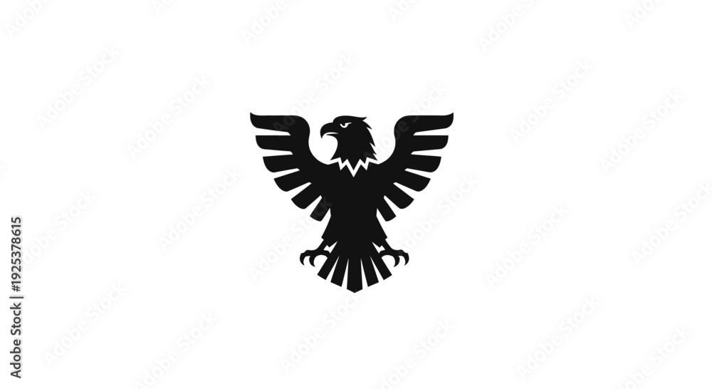 Fototapeta premium Black Eagle Silhouette Icon with Spread Wings