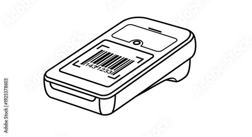 Barcode Scanner Device with Barcode Illustration