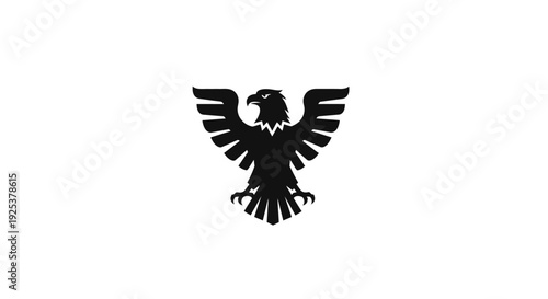 Black Eagle Silhouette Icon with Spread Wings