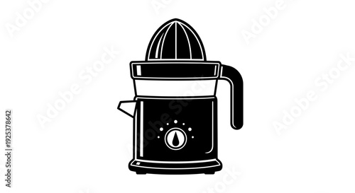 Black and white icon of a citrus juicer, kitchen appliance for making fresh juice