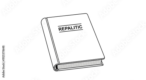 Black and White Illustration of a Book Titled "REPALITIC"