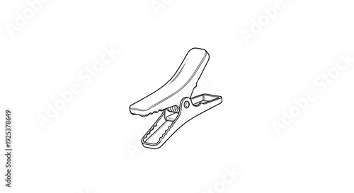 Black and white illustration of a clothespin, isolated on white background