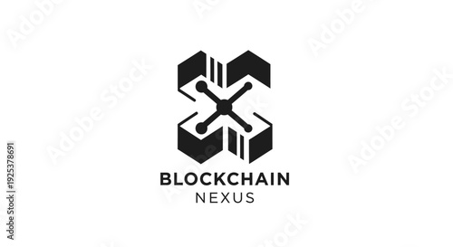 Blockchain Nexus Logo Design for Digital Technology and Network Connection