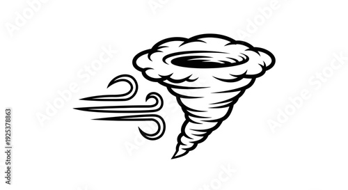 Tornado and Wind Icon - Twister Storm Symbol