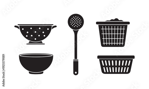 Kitchen utensils and dishware icons
