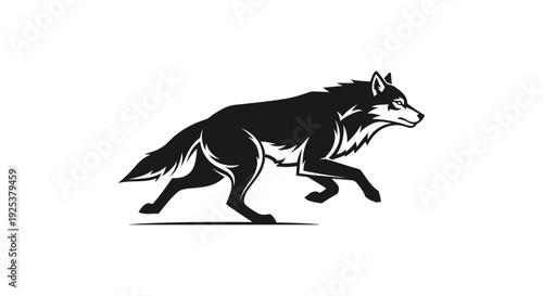 Dynamic Running Wolf Graphic Illustration