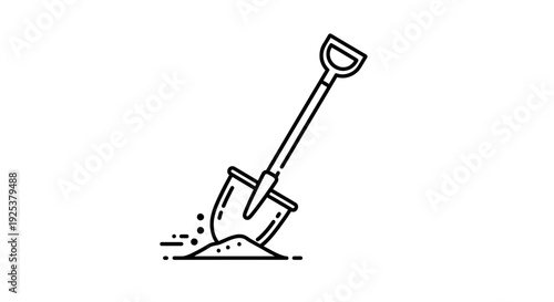 Shovel Digging Soil Icon - Garden Tool for Agriculture and Construction