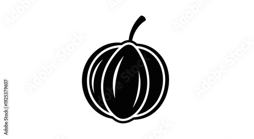 Simple Black and White Icon of a Star Fruit, Isolated on White Background