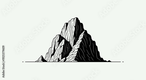 Minimalist Black and White Mountain Peak Illustration