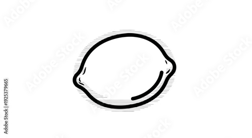 Minimalist Hand-Drawn Lemon Icon, Simple Line Art Fruit, Fresh Citrus Symbol
