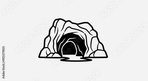 Mysterious Cave Entrance with Flowing Water - Adventure and Exploration Concept
