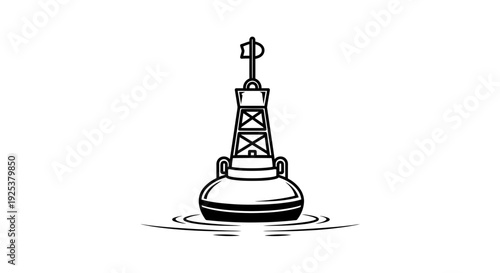 Nautical Buoy Floating on Water, Navigation Marker, Marine Symbol