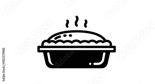 Hot Baked Pie in Baking Dish with Steam Rising - Icon