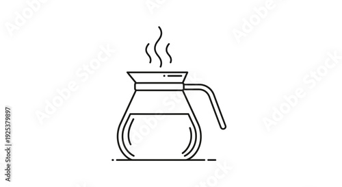 Hot Coffee Carafe with Steam - Minimalist Line Art Icon