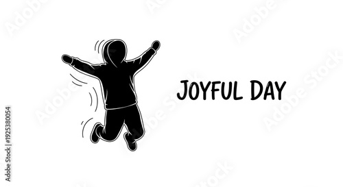 Joyful Silhouette of a Person Jumping with Arms Raised in Celebration