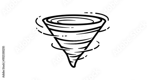 Hand-drawn Tornado Icon, Twister, Cyclone, Whirlwind, Storm, Weather Symbol
