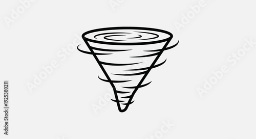 Hand-drawn tornado icon, swirling wind, storm symbol, weather concept, simple vector illustration