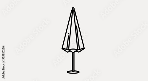 Closed Umbrella Icon Vector Illustration, Minimalist Outdoor Shade Object