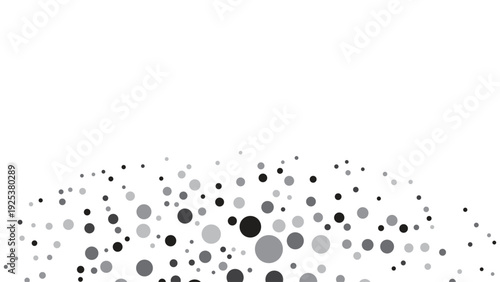 Dark Dot Dispersion. Scattered random black dots. Bold grey spots dispersing overlay template. Dark points dispersion. Vector illustration.