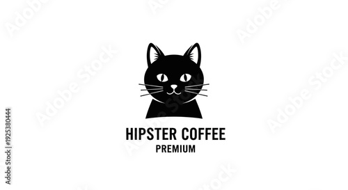 Minimalist Black Cat Head Coffee Logo Design on Clean White Background