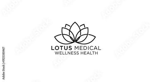 Lotus Medical Wellness Health Logo Design - Elegant Line Art Icon for Healthcare and Spa