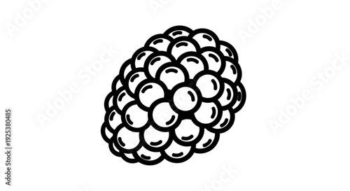 Blackberry Icon - Simple Line Art Illustration of a Single Berry