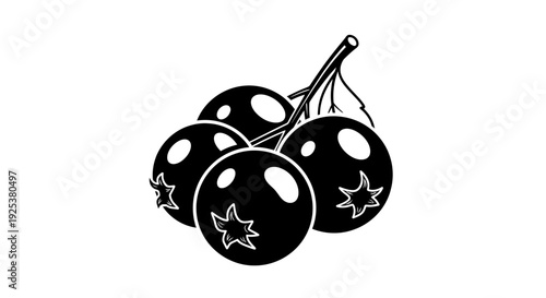 Blackberries Bunch Isolated Vector Illustration, Healthy Berry Fruit Icon