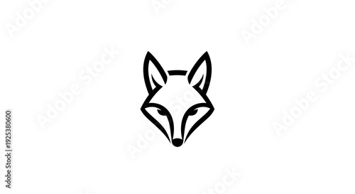 Minimalist Fox Head Line Art Logo Icon Design on White Background