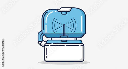 Blue Ultrasonic Humidifier with Wireless Signal Icon, Modern Appliance for Air Quality