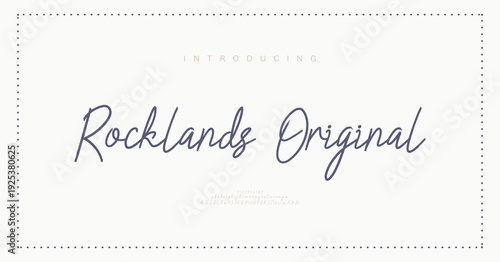 Rocklands Original, Beauty Luxury Script font alphabet logo. Typography beautiful fashion elegant classic letters serif italic fonts decorative wedding vintage retro logos. vector illustration
