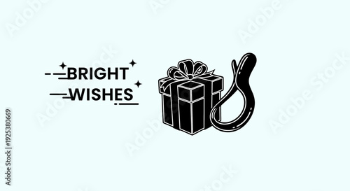 Bright Wishes Gift Box and Wishbone Icon - Celebration and Good Fortune