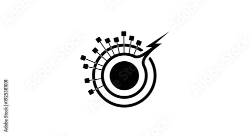 Modern abstract tech logo with radar eye and lightning symbol