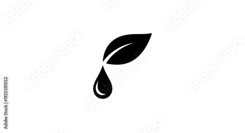 Natural Leaf with Water Drop Icon - Organic Eco Product Symbol