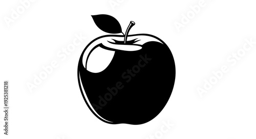 Black Apple Silhouette Icon Vector Illustration