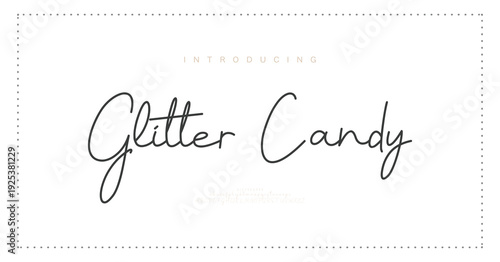 Glitter Candy, Luxury script alphabet letters font with tails. Typography elegant classic lettering serif fonts and number decorative vintage retro concept for logo branding. vector illustration
